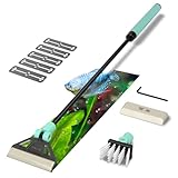 UPETTOOLS Algae Scraper for Glass Aquariums, 2 in 1 Adjustable Algae Scraper with 5 Stainless Steel Blades and Cleaning Brush, Aquarium Glass Cleaning Tools for 20-40 Gallon Fish Tank