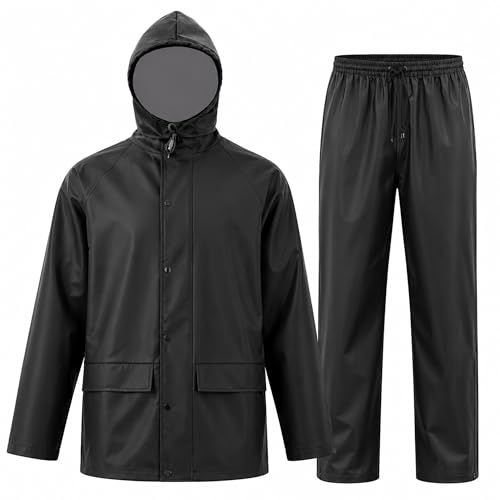 Image of Rain Suit For Men & Women Waterproof Heavy Duty Rain Gear Reflective Jacket for Fishing Outdoor Work Raincoats
