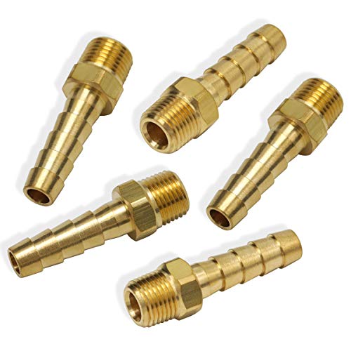 Boeray Hose Barb Fittings 1/4 Inch Barb To 1/8 Inch Npt Male Thread Air Hose Fitting Adapter Pack Of 5 #TOP3