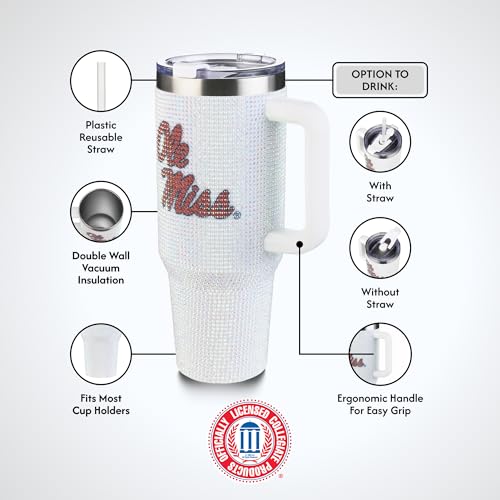 Image of The Memory Company Officially Licensed 40oz White Bling Game Day Tumbler, University of Mississippi