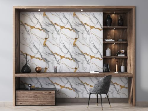 Image of Barebeauty 60 x 200 cm Kitchen Wallpaper, Self Adhesive Oil Proof Waterproof Wall Sticker for Kitchen, Anti-Mold Heat Resistant Backsplash Wall Covering (Pack of 6, 77.52 Sq. Ft. Approx)
