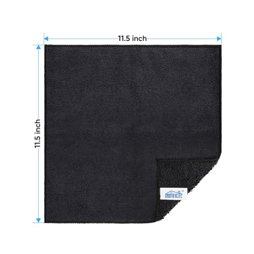HOMEXCEL Black Microfiber Cleaning Cloth, 12 Pack Premium Microfiber Towels for Cars, Lint Free, Scratch-Free, Highly Absorbent, Reusable Cleaning Rags for Car, Household, Kitchen, Window, 11.5"X11.5"
