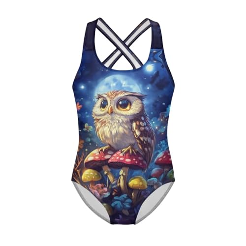 Image of WELLFLYHOM Girls' One Piece Swimsuit for Age 5-14 Cross Back Full Coverage Swimwear Sleeveless Bathing Suits