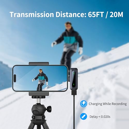 Image of Wireless Mini Microphone for iPhone 15 /16 /17, iPad, Android, Wireless Lavalier Microphone with Noise Reduction, Portable USB C Lapel Mic for Video Recording, Vlog, Tiktok, YouTube