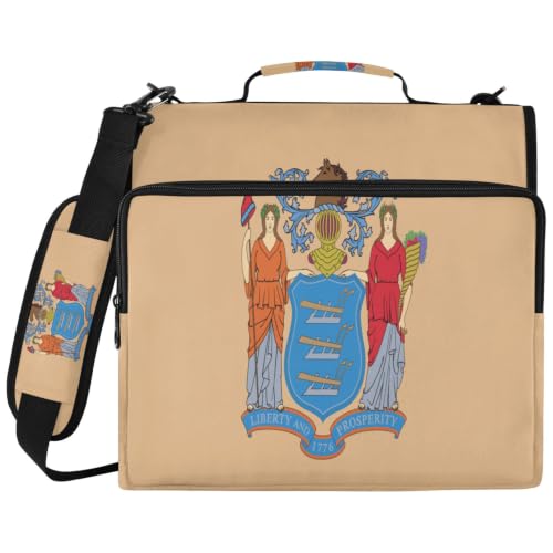 Sac classeur 3 anneaux 5cm avec fermeture éclair et compartiment PC 14 pouces motif New Jersey