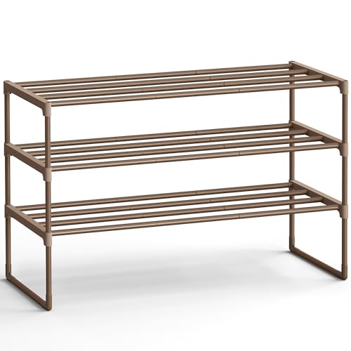 Image of SONGMICS Shoe Rack, 3-Tier Shoe Organizer, Metal Storage Shelf