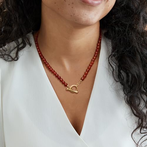 Ross-Simons 6-6.5mm Carnelian Bead Toggle Clasp Necklace in 18kt Gold Over Sterling2