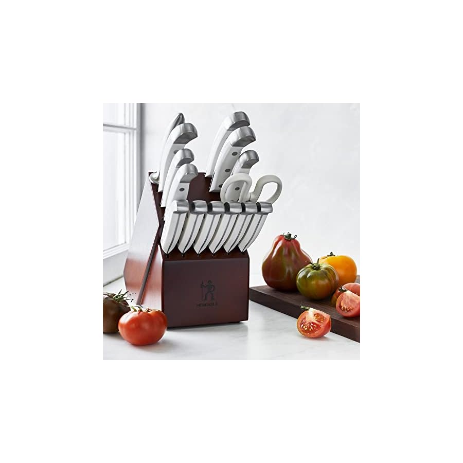 HENCKELS-Statement-Knife-Block-Set-15pc-White HENCKELS Statement Razor-Sharp 15-Piece White Handle Knife Set with Block, German Engineered Knife Informed by over 100 Years of Mastery
