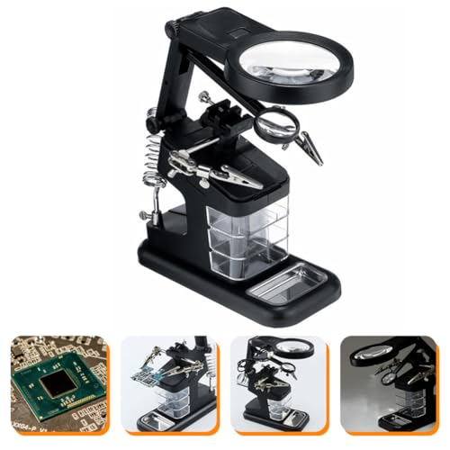 Estación de soldadura con lupa LED multifuncional para trabajos de reparación 7