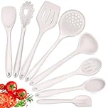 Herogo Set di utensili da cucina in silicone, 8 pezzi, set di utensili da cucina, resistenti al calore, antiaderenti, lavabili in lavastoviglie, colore kaki