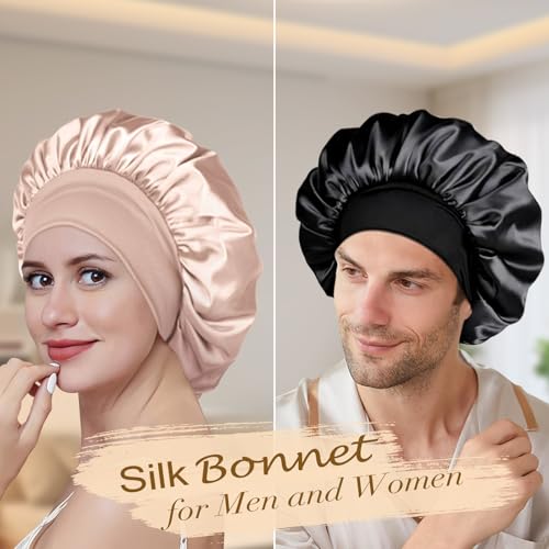 Adubor Silk Bonnet for Sleeping Women Men Double Layer Satin Bonnet for Sleeping Sleep Cap
