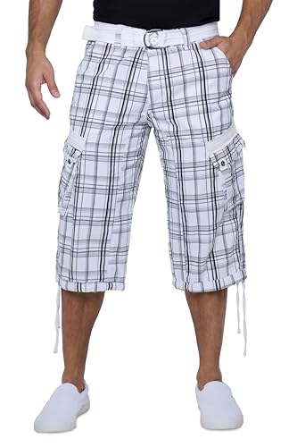X RAY Men's Belted Long Cargo Shorts for Men, Below Knee Length Mens Cargo Shorts, 3/4 Pants (Big and Tall Shorts for Men)