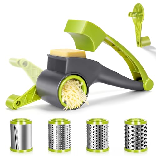Masthome Käsereibe mit Kurbel,Parmesanreibe mit 4 Edelstahl-Feintrommel,für müheloses Reiben von...