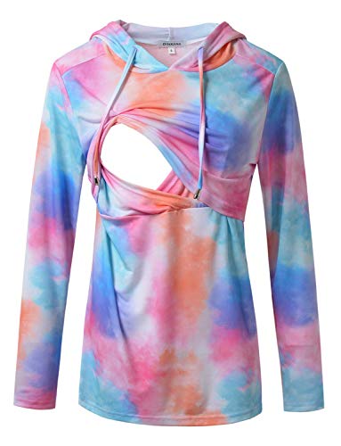 Image of GINKANA Women's Nursing Hoodie Sweatshirt Long Sleeves Breastfeeding Maternity Tops Casual Clothes