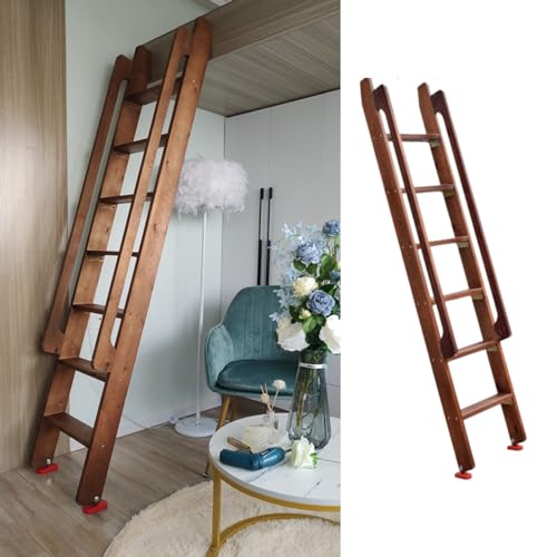 Escaleras para Áticos Escalera de Madera Marrón para Ático, Escalera Interior de Escape de Emergencia para Garaje, Loft, Sótano y Ventana de Salida, Escalera de Cama Fácil de Usar con Pasamanos (Size