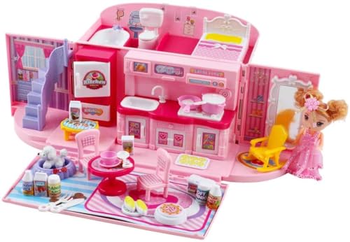Maison de poupée transportable avec lumière deAO, mallette interactive enfant