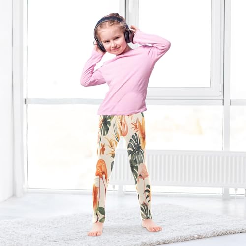 Toddler Girls Leggings Printed Yoga Pants Leggings Colorful Orchids Leafs Flamingos for Kids4