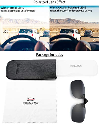 Jessiedanton Polarized Clip-On Flip Up Metal Clip Rimless Sunglasses, Lightweight, S Size, Black Lens #TOP5