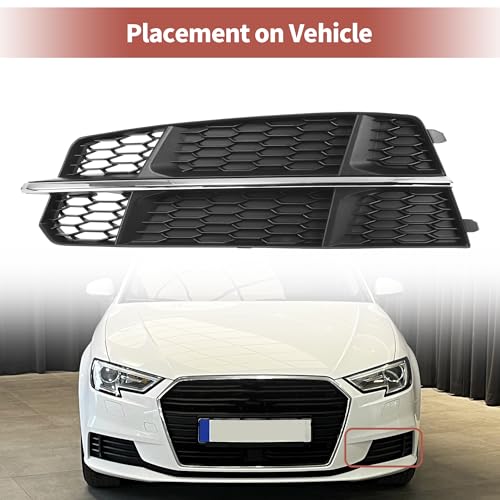 ACROPIX Fog Light Grill Front Lower Bumper Fog Light Cover Inserts for Audi A6 C7 S-Line 2015-2018 No.4G0807681AN Durable Front Left Black Silver Tone by ACROPIX - Image 3
