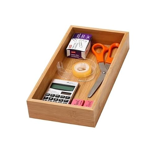 YBM Home Bamboo Drawer Organizer Storage Box for Kitchen Drawer, Junk Drawer, Office, Bedroom, Children Room, Craft, Sewing, and Bathroom, 6x12x2 inch - Image 2