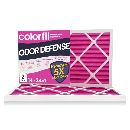 Colorfil 14x24x1 Air Filter (2-Pack) | Made in the USA | Color Changing | Remove Cat and Dog Odor | MERV 8 for Pet Hair Dander and Dust | 13.75x23.75x0.75 Exact Size