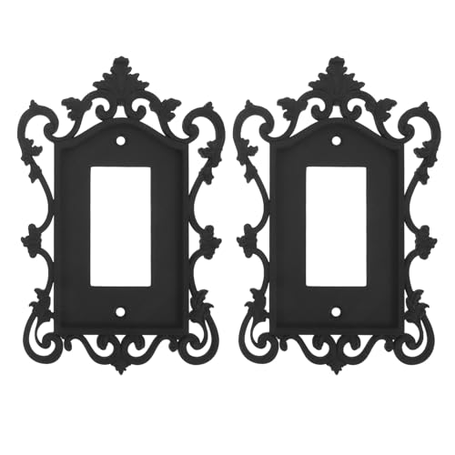 Placa de interruptor de luz estilo gótico negro SHOWERORO de plástico resistente 2 unidades 2