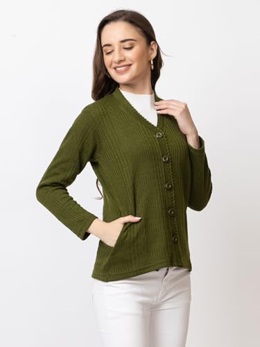 Image of Women's Warm Woolen Cardigan - Stylish Full Sleeve Knitwear for Winter, Cozy & Elegant Sweater