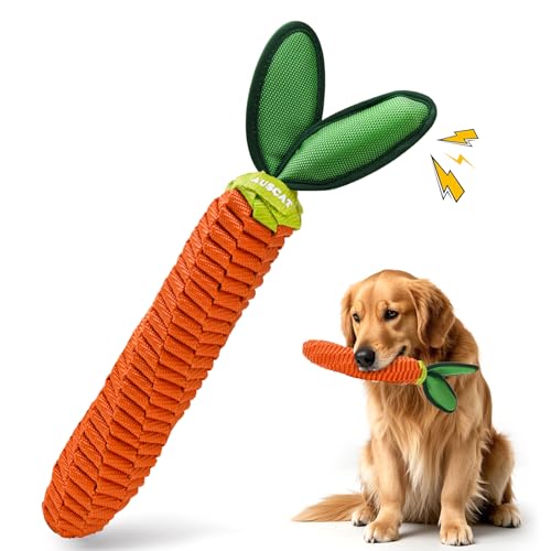 AUSCAT 犬 ロープ おもちゃ 噛む玩具 頑丈 音が鳴る ひっぱりっこ おやつを入れる にんじん