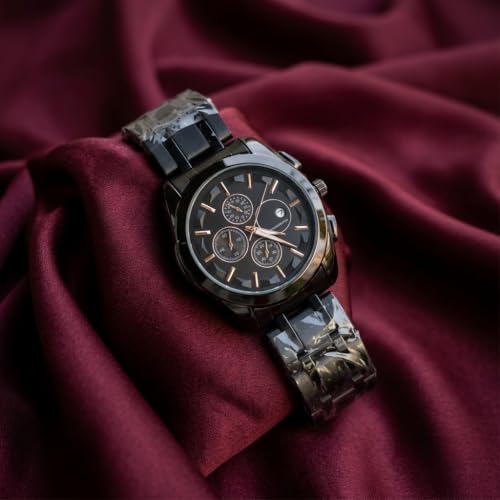 Image of Mister Empire Tessort Men's Analog Wrist Watch | Premium Black Dial Stainless Steel Strap Watch for Men | Quartz Movement | Stylish Casual & Formal | Watch Under 499