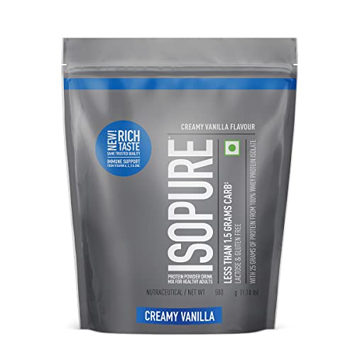 Image of Isopure 100% Whey Isolate Protein 1.10 lbs(500 gm) Creamy Vanilla, With Vitamins for Immune support, Lactose & Gluten-Free, Vegetarian protein for Men & Women.
