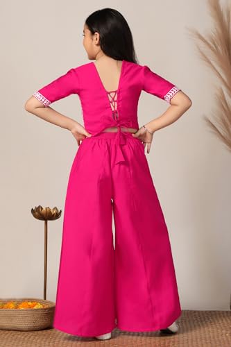 Image of Fashion Dream Girls Silk Blend Ethnic Top & Palazzo Set|Kids Salwar Set|Indo Western