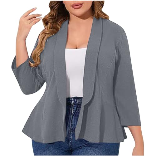 Blazers for Women Plus Size Lightweight Business Casual Office Work Suits Jacket Long Sleeve Open Front Fall Cardigan