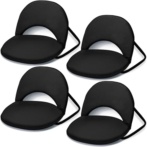 Maitys 4 Pcs Stadium Seats for Bleachers with Back Support, Foldable Padded Chair for Stadium with 5 Adjustable Positions, Portable Floor Seating Chair for Camping, Concert, Classroom (Black) by Maitys - Used condition - US$96.52
