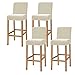 ZHFEL Housses de Chaise de Bar de Velours,Tabourets Hauts Housse de Chaise de Bar Extensible Amovible Lavable pivotante Courte Chaise arrière pour Tabouret de Bar Chaise-4 Pcs-Beige