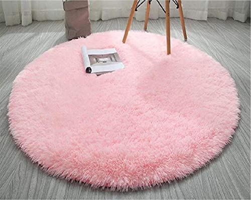 Image of Hand Woven Braided Carpet Rugs|Round Traditional Spiral Design Polyester Blend Door Mat|Mat for Bedroom,Living Room,Dining Room,Guest Room (Pink, 6 X 6 Feet)