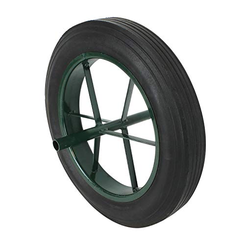 Linxor France ® Roue Pleine pour brouette - Noir - Ø 40 cm - Axe 20 mm - Norme CE