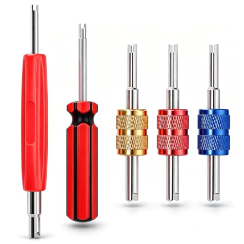 Image of TWTADE Tire Valve Stem Removal Tool Kit, R12 R134a Air Conditioning Valve Core Remover Tool, Single and Dual Heads Valve Core Remover Schrader Valve Tool