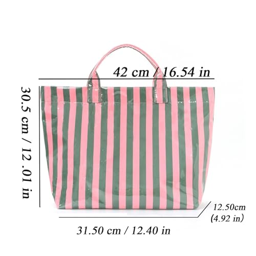 Bolso tote a rayas, ligero y de gran capacidad miniatura 5