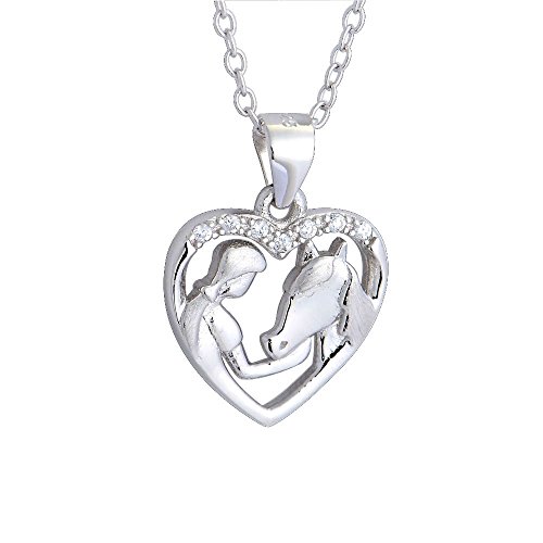 Preisvergleich Produktbild Pferdeschnickschnack Halskette"Pferdemädchen" Pferdekette 925 Sterling Silber in hübscher Geschenkbox