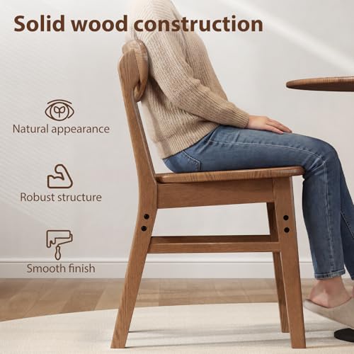 Image of AnywaysWood 4 fo Solid Wood Ladder Back Chair, Classic Backed Kitchen & Dining Room Chairs,Kitchen Chairs mid Century Dining Chair Wooden, 4 of Dining Chairs,Suitable for Offices, Dining Tables