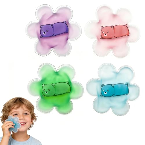 Kids Boo Boo Ice Packs Reusable, 4-Pack Soft Flexible - Child-Safe Hot Cold Therapy Gel Packs for Toddler Fever, Injuries, First Aid Bumps & Teething Relief