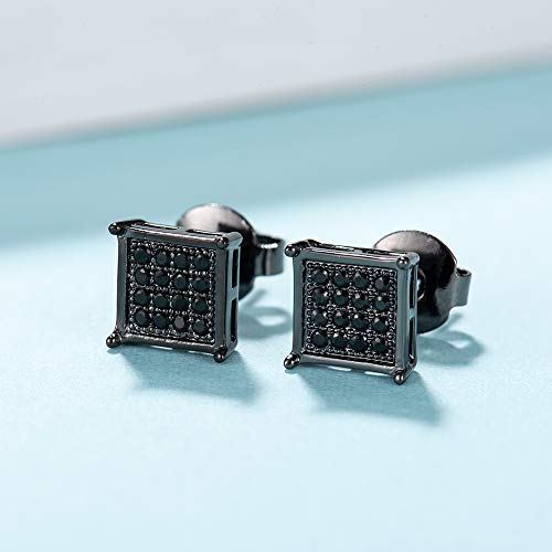 Tarsus Hypoallergenic Black Square Men Earrings Studs Stainless Steel Earrings for Sensitive Ears Nickel Free Jewelry Diamond Unisex Hip Hop Studs2