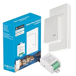 Matter Smart Light Switch Works with Alexa,Apple Home,Google Home,10A/1250W Max,RF Remote Control&Voice Control&Timer&Schedule,2.4G Wi-Fi Only,Neutral Wire Required, hub Required.