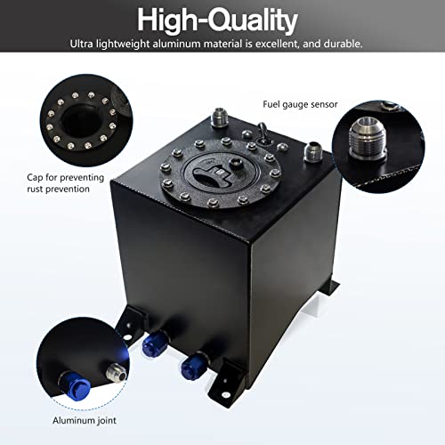 Donpida 2.5 Gallon Fuel Cell Aluminum Polished with Cap Level Sender Black