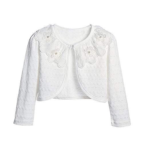 Little Girls Long Sleeve Lace Flower Bolero Jacket Shrug Cardigan Dress Cover Up