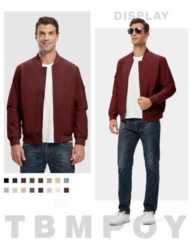 Image of TBMPOY Men's Windproof Bomber Jackets Lightweight Track Jackets Windbreaker Outdoor Golf Fashion Coat