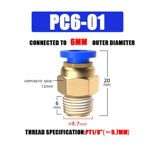 Connecteur d'air pneumatique étanche PC6-02 à libération rapide 100pcs