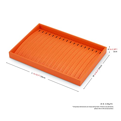 Leather Jewelry Tray Necklace Display Tray Jewelry Drawer Organizer Necklace Bracelet Holder Organizer Tray Stackable Jewelry Trays for Necklace Bracelet Pendant (Orange)