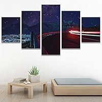 SIGNWIN 5 Panel Canvas Wall Art Light Exposure for Home Decorations Ready to Hang - 60