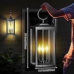 2 Packs 24" Extra Large Outside Wall Light Fixture 3-Light, Black Outdoor Porch Lantern Wall Mounted, Waterproof Modern Outside Wall Sconce Coach Lamp for House, E12 - Image 4